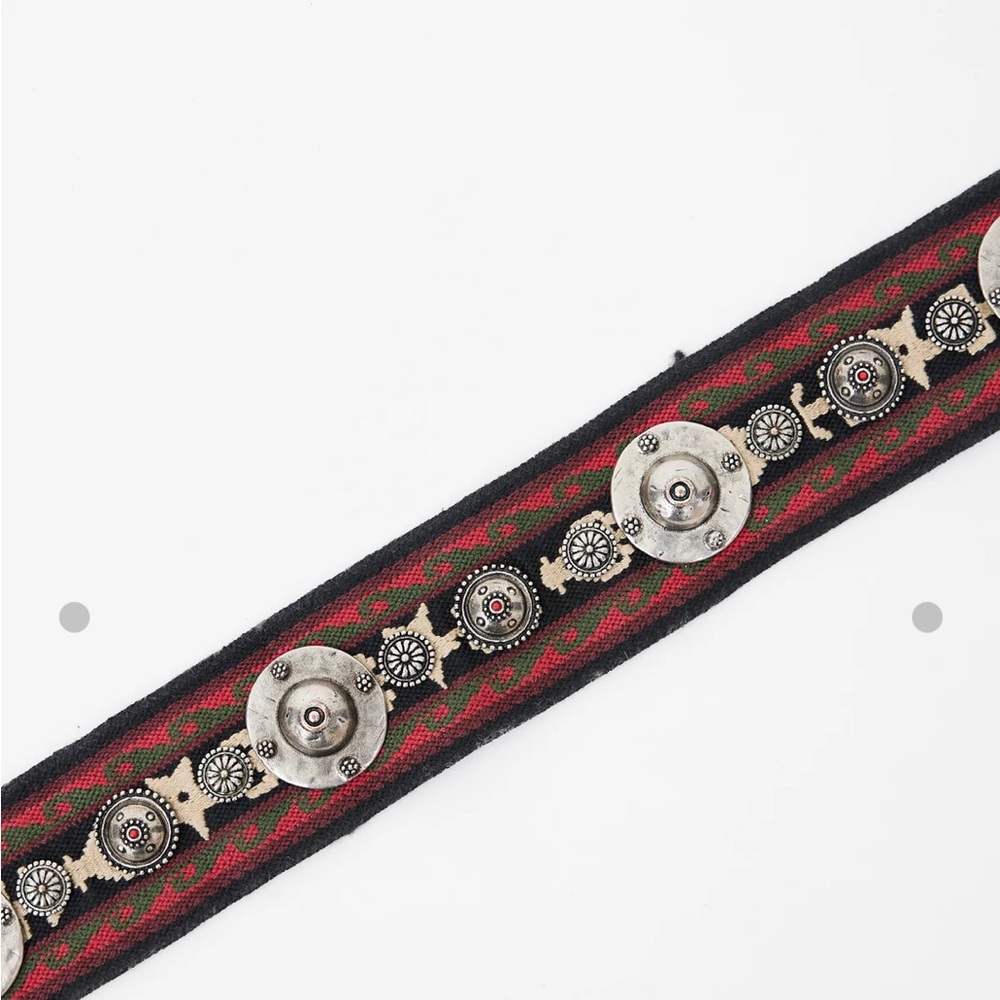DIOR | Red & Multicolour Embroidered Studded Shoulder Strap - Picture 3 of 6